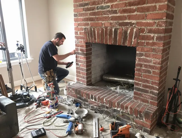 Northbridge Chimney Sweep specialist finalizing chimney liner service in Northbridge, MA