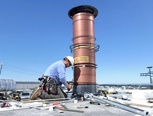 Installed chimney liner by Northbridge Chimney Sweep in Northbridge, MA