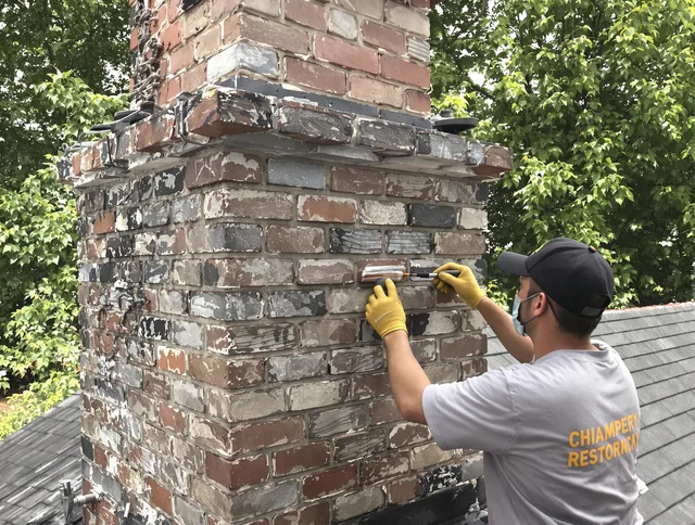 In-progress chimney restoration by Northbridge Chimney Sweep in Northbridge, MA