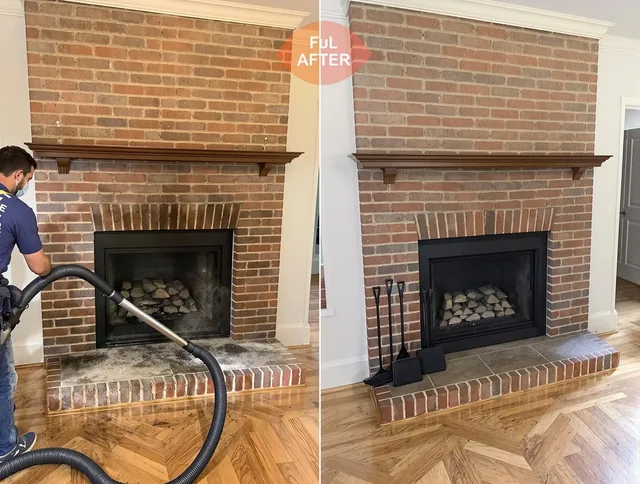 Northbridge Chimney Sweep carefully sanitizing a fireplace in Northbridge, MA